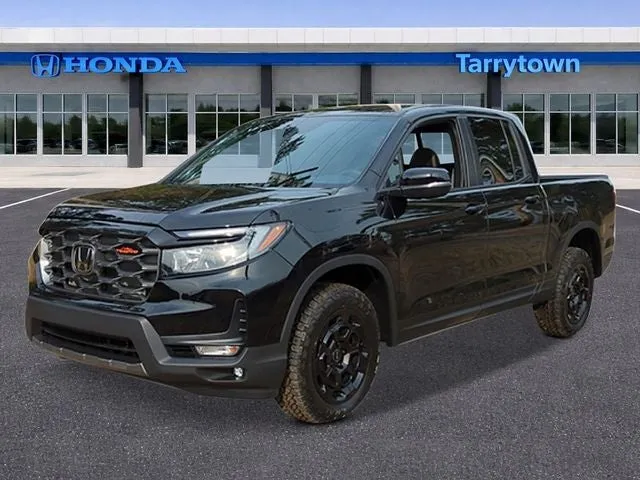 2026 Honda Ridgeline TrailSport+HPD Wheels in Crystal Black Pearl — front three-quarter view