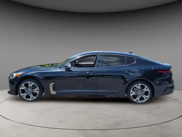 2020 Kia Stinger GT-Line in Aurora Black — front three-quarter view