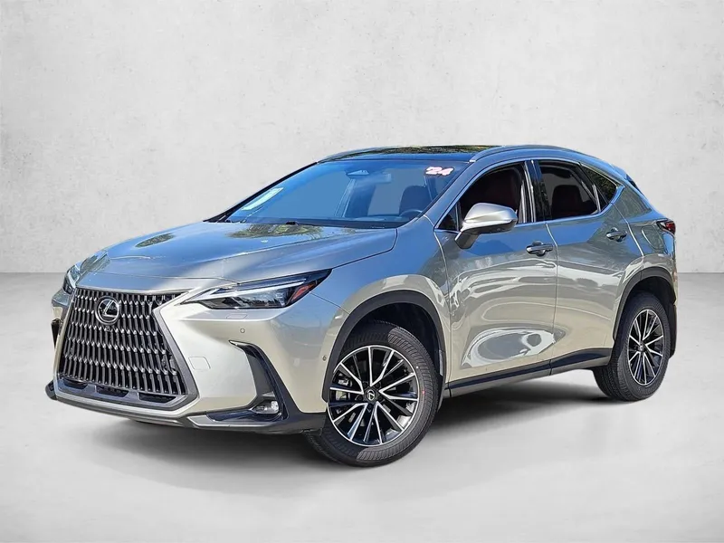 2024 Lexus NX 350h Luxury AWD in Atomic Silver — front three-quarter view