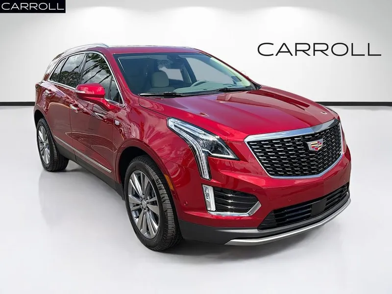 2026 Cadillac XT5 Premium Luxury in Radiant Red Tintcoat — front three-quarter view