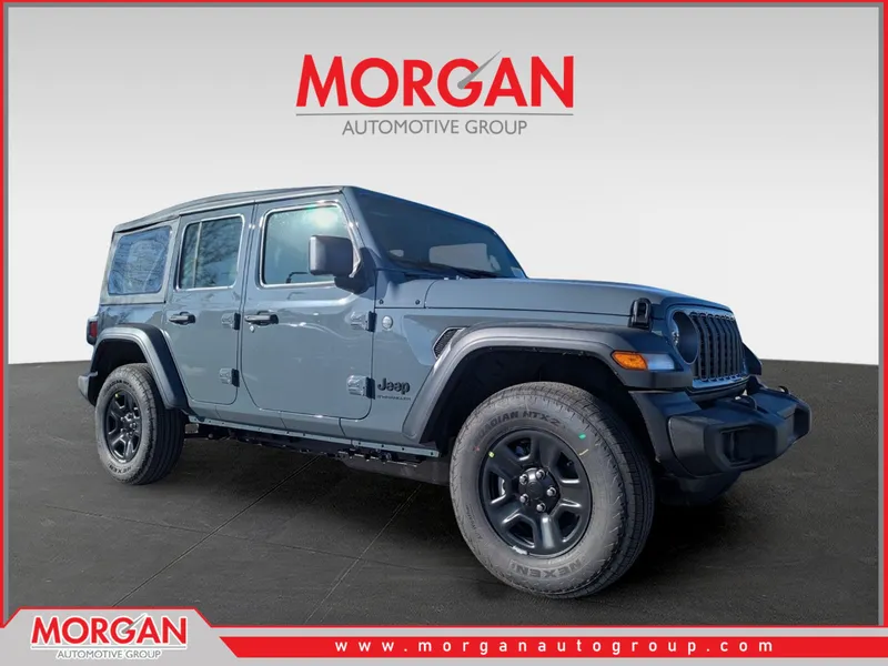 2026 Jeep Wrangler Sport in Gray — front three-quarter view