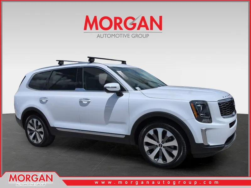 2021 Kia Telluride S in White — front three-quarter view