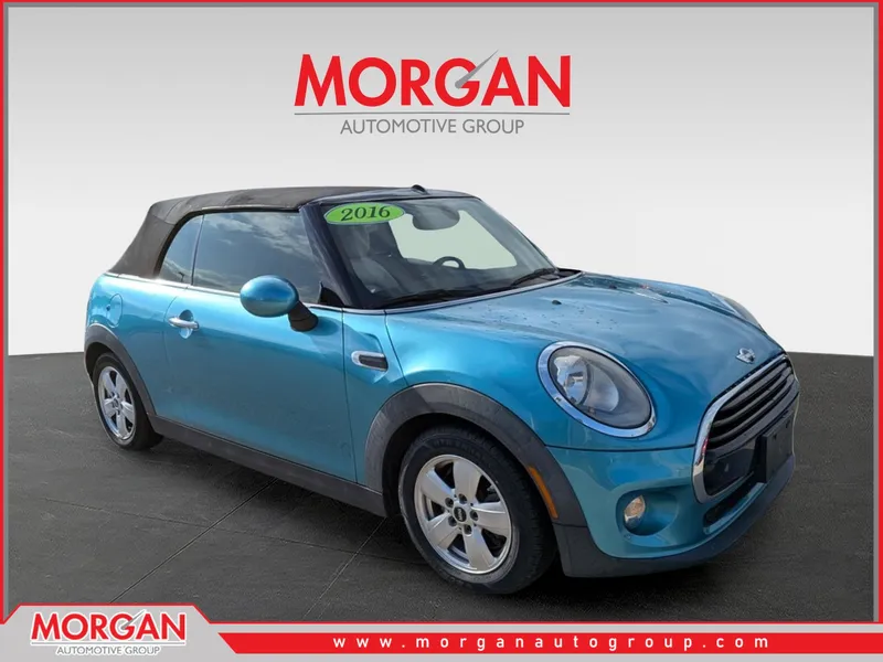 2016 MINI Cooper Convertible Base in Caribbean Aqua Metallic — front three-quarter view