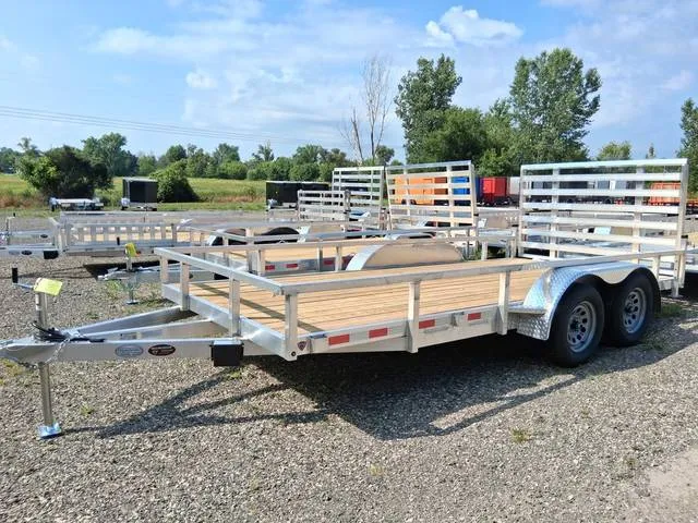 2027 Mid Michigan Trailers 7x16 TA, Double Axle Brake, HD Ramp — front three-quarter view