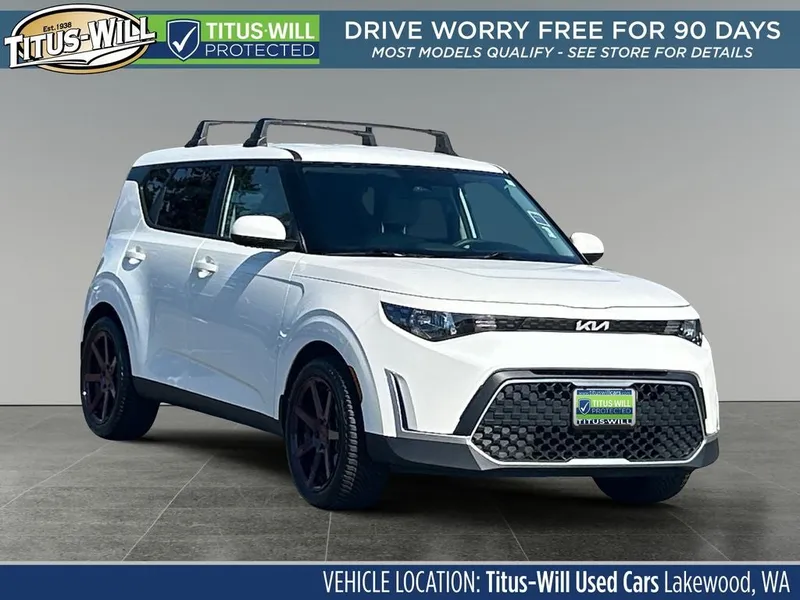2024 Kia Soul LX in Snow White Pearl — front three-quarter view