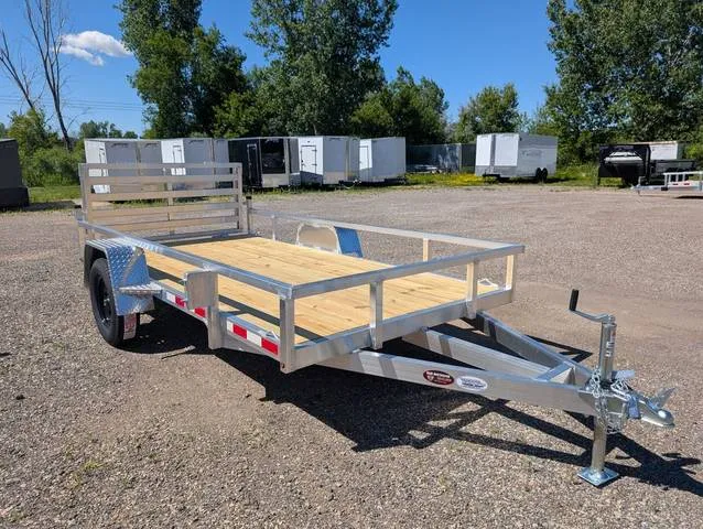 2027 Mid Michigan Trailers 6x12 SA, Bi-Fold Ramp, LED Lights, 15" Wheels — front three-quarter view