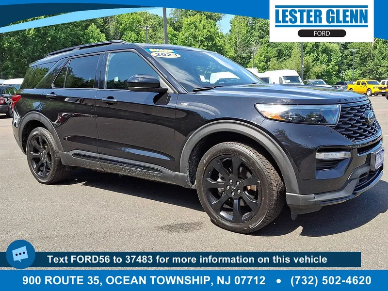 2023 Ford Explorer ST-Line in Agate Black Metallic — front three-quarter view