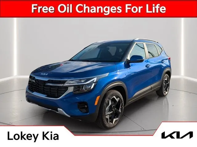 2026 Kia Seltos S in Neptune Blue — front three-quarter view