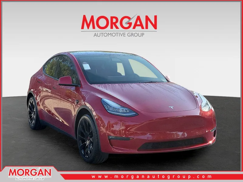 2021 Tesla Model Y Standard Range in Red Multi-Coat — front three-quarter view