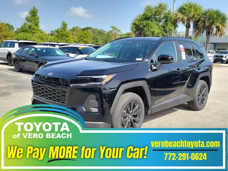2026 Toyota RAV4 XLE Premium in Midnight Black Metallic — front three-quarter view