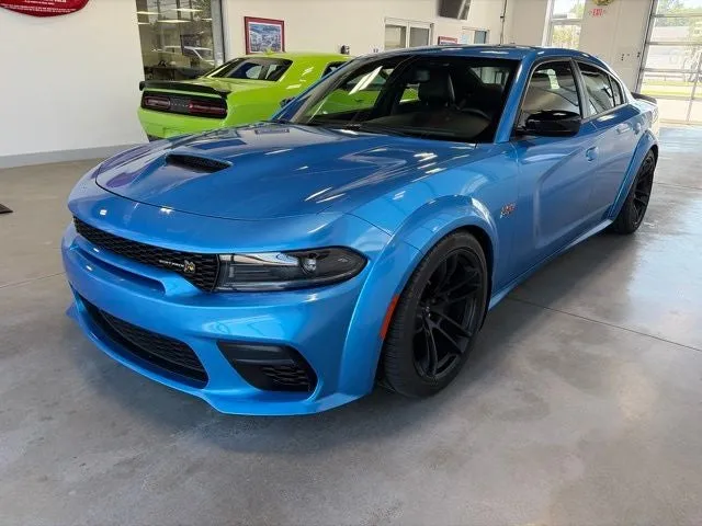 2023 Dodge Charger R/T Scat Pack Widebody in Blue Pearl — front three-quarter view
