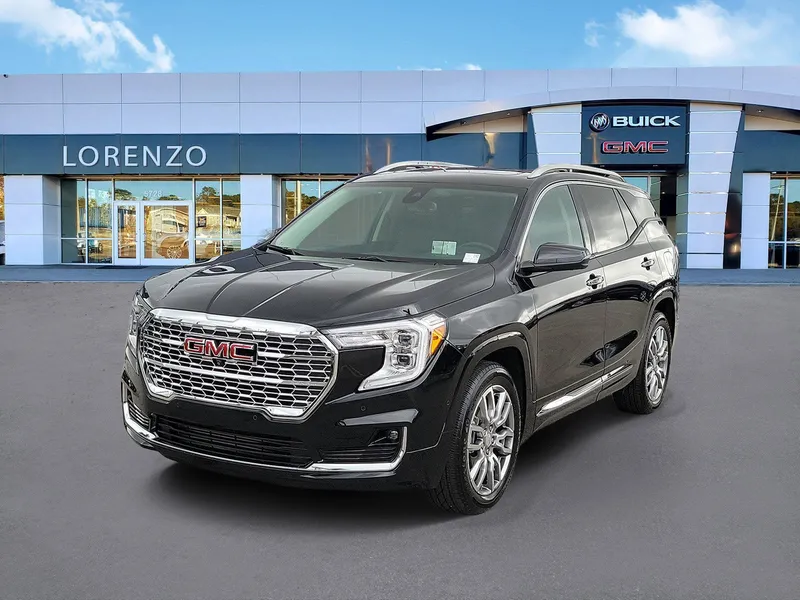 2024 GMC Terrain Denali in Ebony Twilight Metallic — front three-quarter view