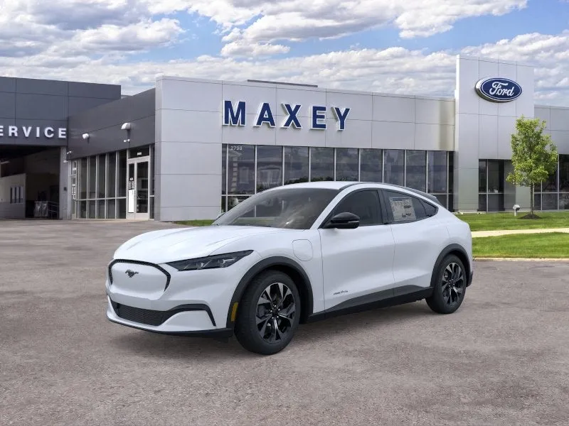 2026 Ford Mustang Mach-E Select in Star White Metallic Tri-Coat — front three-quarter view