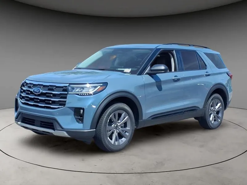 2026 Ford Explorer Active in Vapor Blue — front three-quarter view