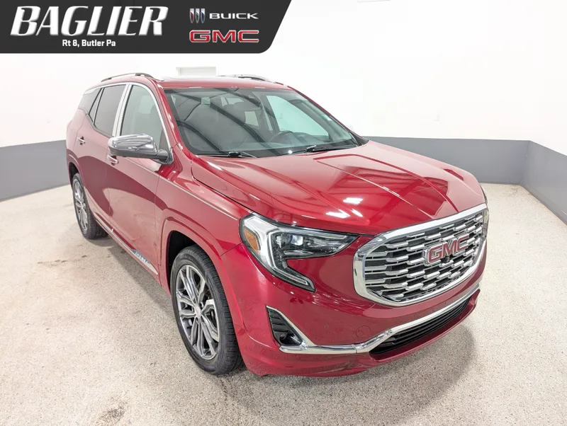 2019 GMC Terrain Denali in Red Quartz Tintcoat — front three-quarter view