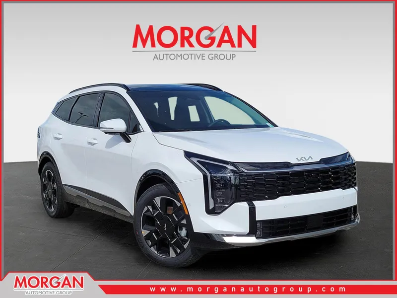 2026 Kia Sportage SX-Prestige in Glacial White Pearl — front three-quarter view