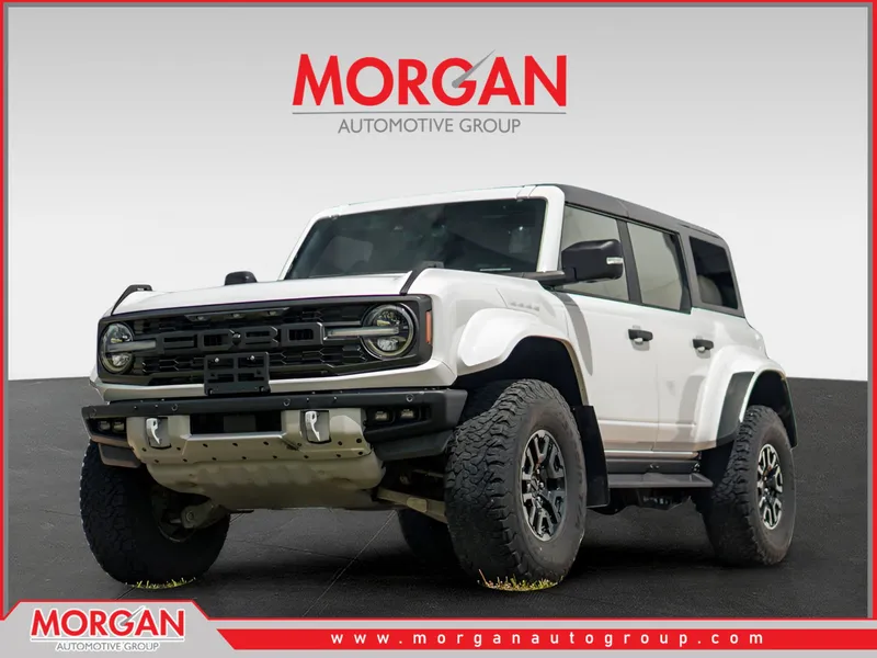 2024 Ford Bronco Raptor in White — front three-quarter view