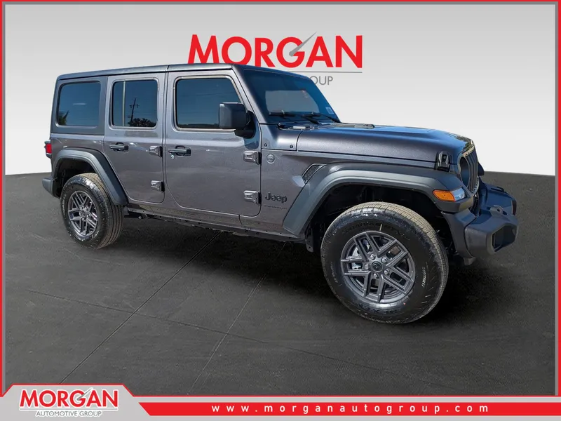 2026 Jeep Wrangler Sport S in Gray — front three-quarter view