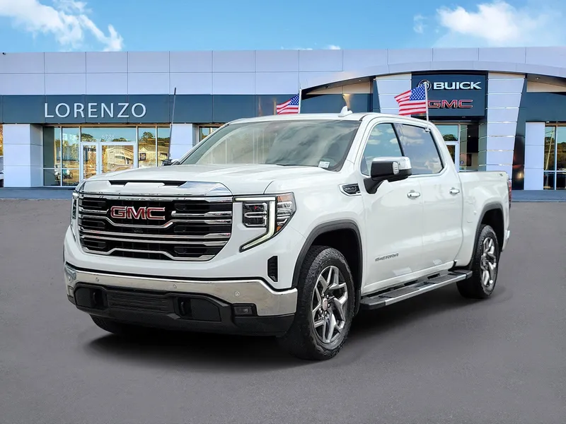 2024 GMC Sierra 1500 SLT in Summit White — front three-quarter view