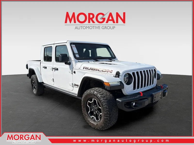2021 Jeep Gladiator Rubicon in White — front three-quarter view