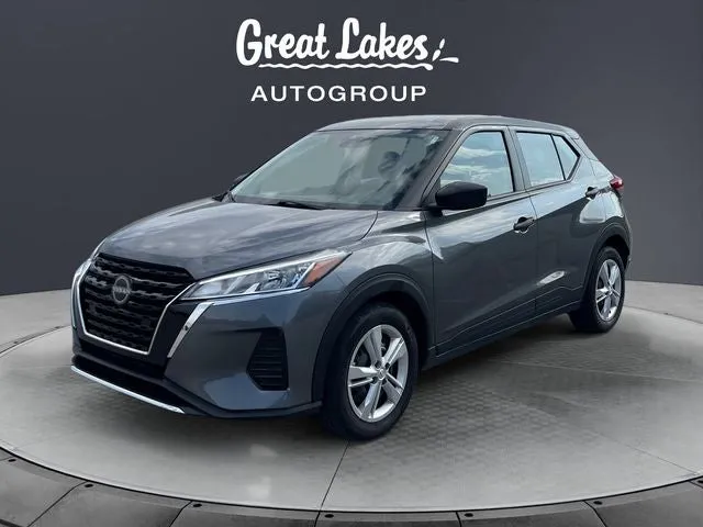 2023 Nissan Kicks S in Gun Metallic — front three-quarter view