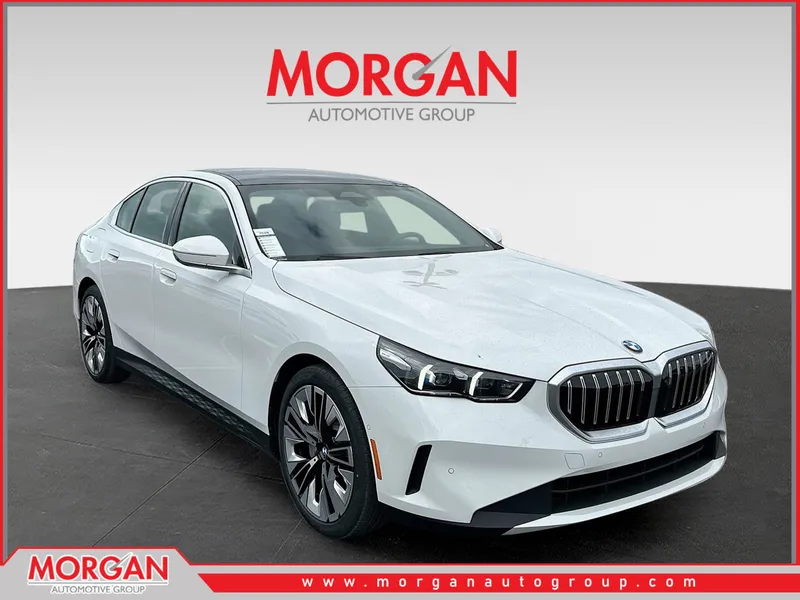 2026 BMW 5 Series 530i in White — front three-quarter view