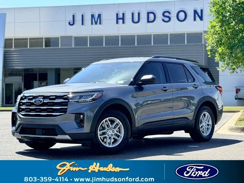 2026 Ford Explorer Active in Gray Metallic — front three-quarter view