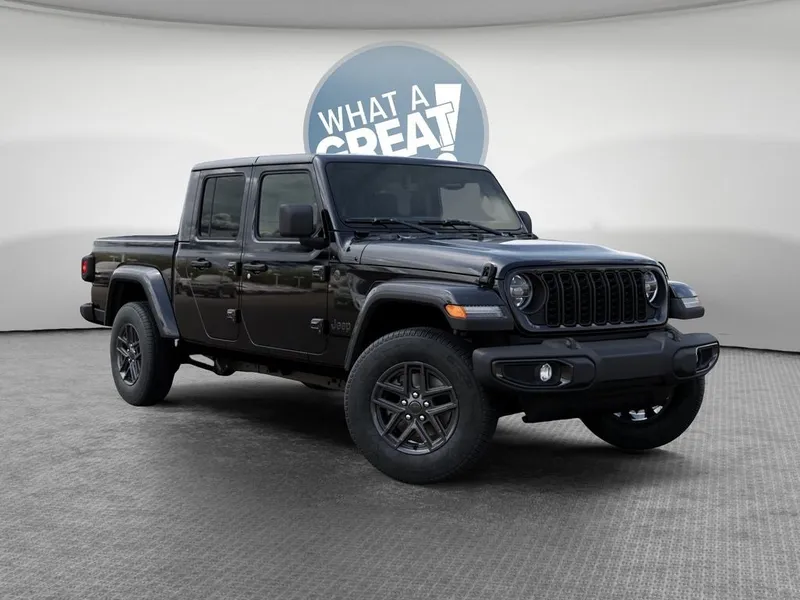 2026 Jeep Gladiator Sport S in Black Clear-Coat Exterior Paint — front three-quarter view