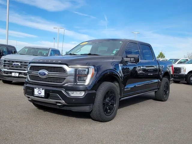 2023 Ford F-150 Limited in Agate Black Metallic — front three-quarter view