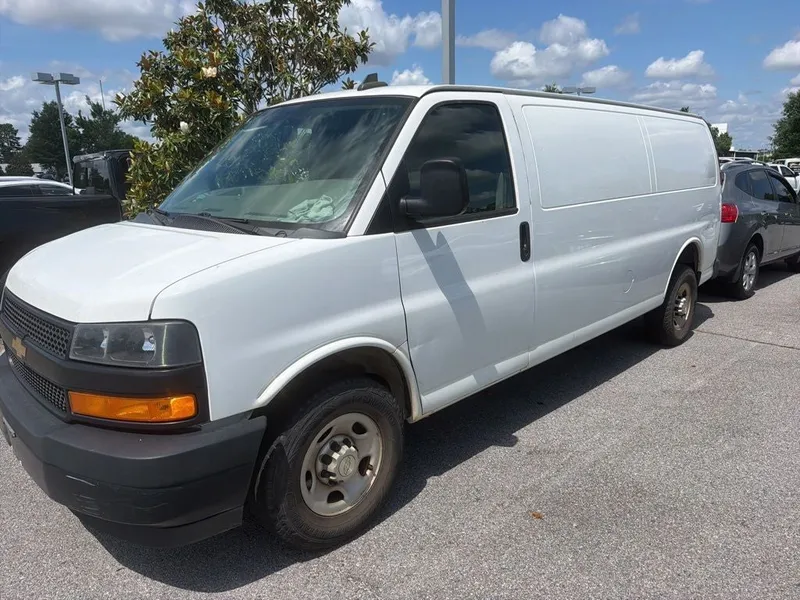 2021 Chevrolet Express 2500 Work Van Cargo in Summit White — front three-quarter view