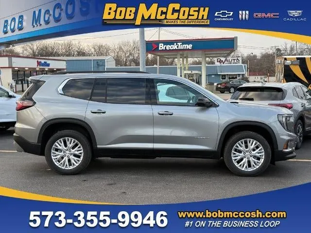 2026 GMC Acadia Elevation in Sterling Metallic — front three-quarter view