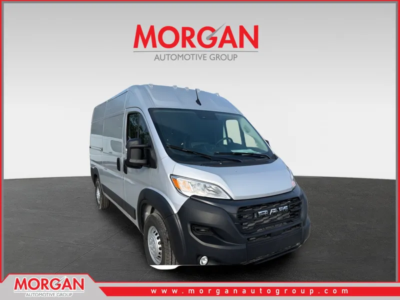 2026 Ram ProMaster Cargo Van Tradesman in Bright Silver Metallic Clearcoat — front three-quarter view