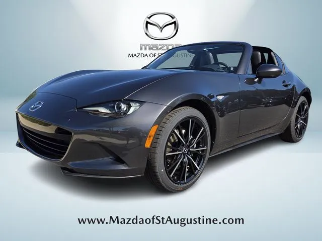 2026 Mazda MX-5 Miata RF Grand Touring in Gray — front three-quarter view
