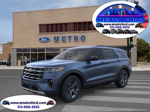 2026 Ford Explorer Active in Vapor Blue Metallic — front three-quarter view