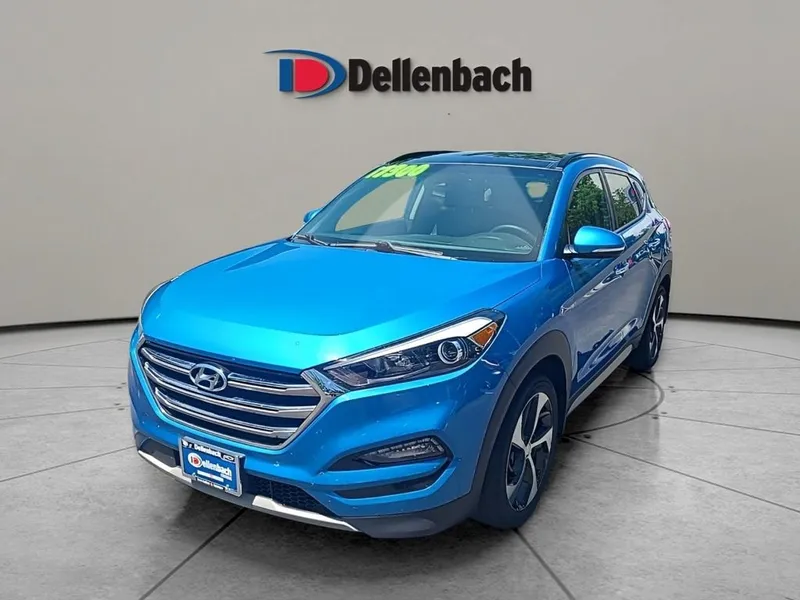 2017 Hyundai Tucson Limited in Caribbean Blue — front three-quarter view