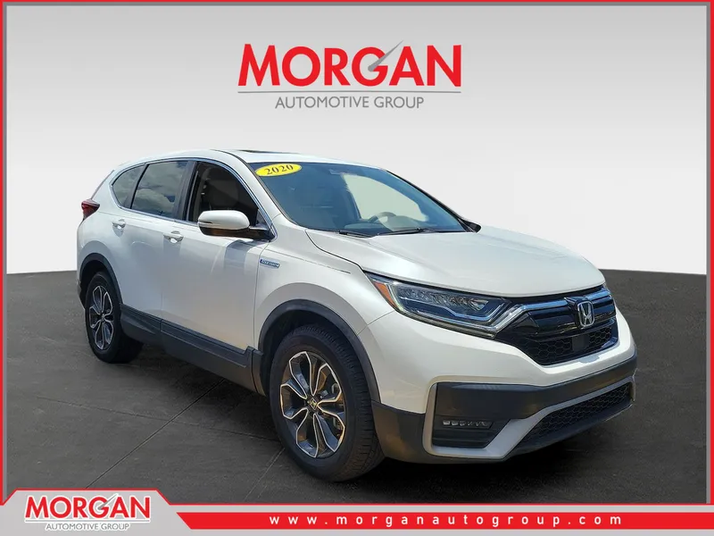 2020 Honda CR-V Hybrid EX-L in Platinum White Pearl — front three-quarter view