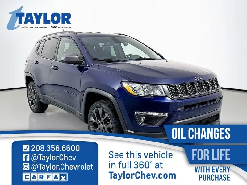 2021 Jeep Compass 80th Anniversary 4x4 in Blue — front three-quarter view