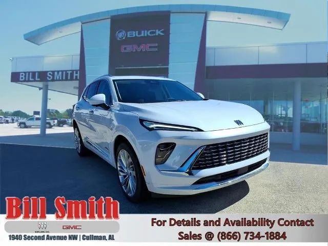 2026 Buick Enclave Avenir in Iridescent White Tricoat — front three-quarter view