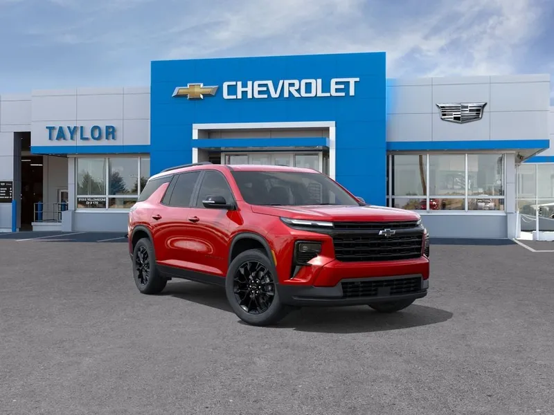 2026 Chevrolet Traverse LT in Radiant Red Tintcoat — front three-quarter view