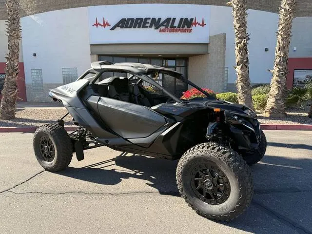 2026 Can-Am® Maverick R X RS with Smart-Shox Triple Black — front three-quarter view