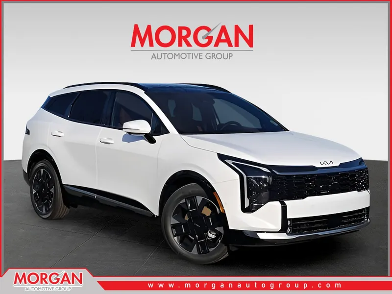 2026 Kia Sportage SX-Prestige in White — front three-quarter view
