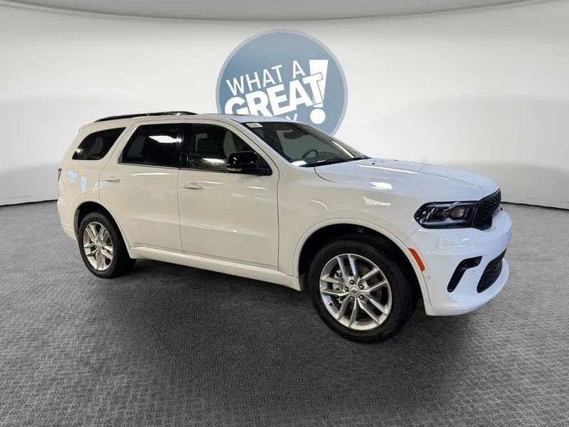 2026 Dodge Durango GT Plus in White Knuckle Clear-Coat Exterior Paint — front three-quarter view
