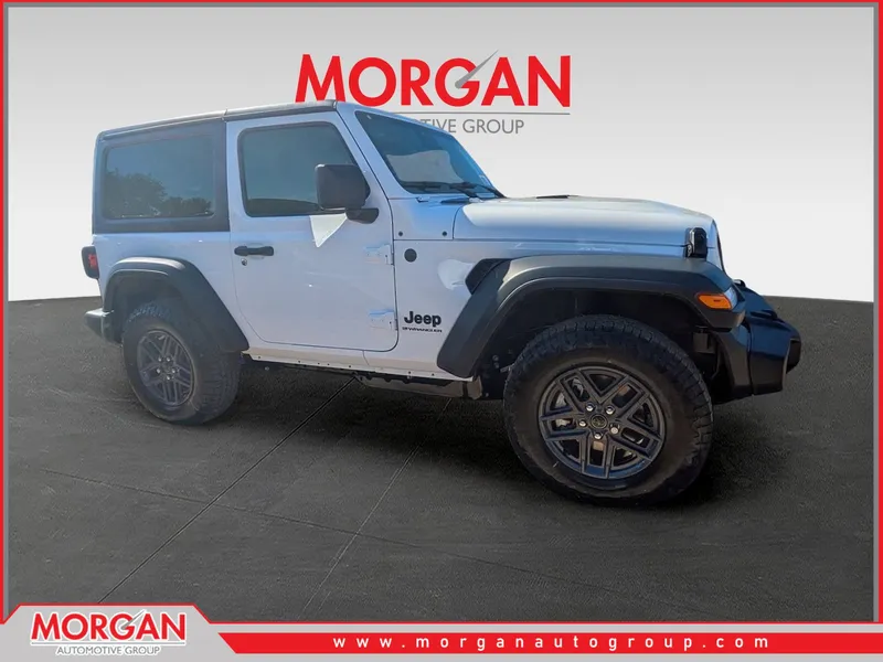 2026 Jeep Wrangler Sport S in White — front three-quarter view