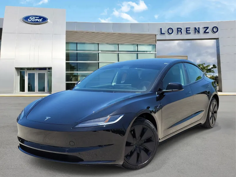 2025 Tesla Model 3 Long Range in Diamond Black — front three-quarter view