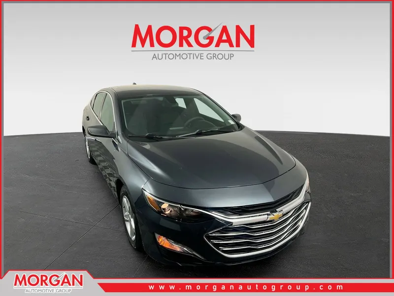 2021 Chevrolet Malibu LS in Shadow Gray Metallic — front three-quarter view