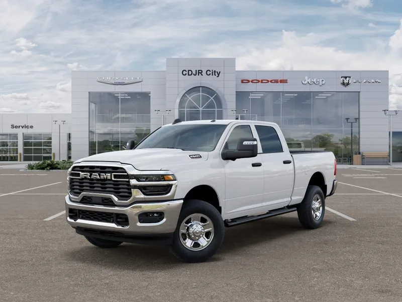 2026 RAM Ram 2500 RAM 2500 TRADESMAN CREW CAB 4X4 6'4' BOX in Bright White Clear-Coat Exterior Paint — front three-quarter view