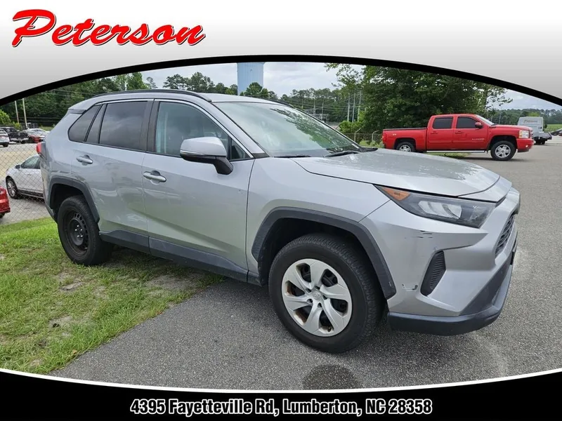 2020 Toyota RAV4 LE in Silver Sky Metallic — front three-quarter view