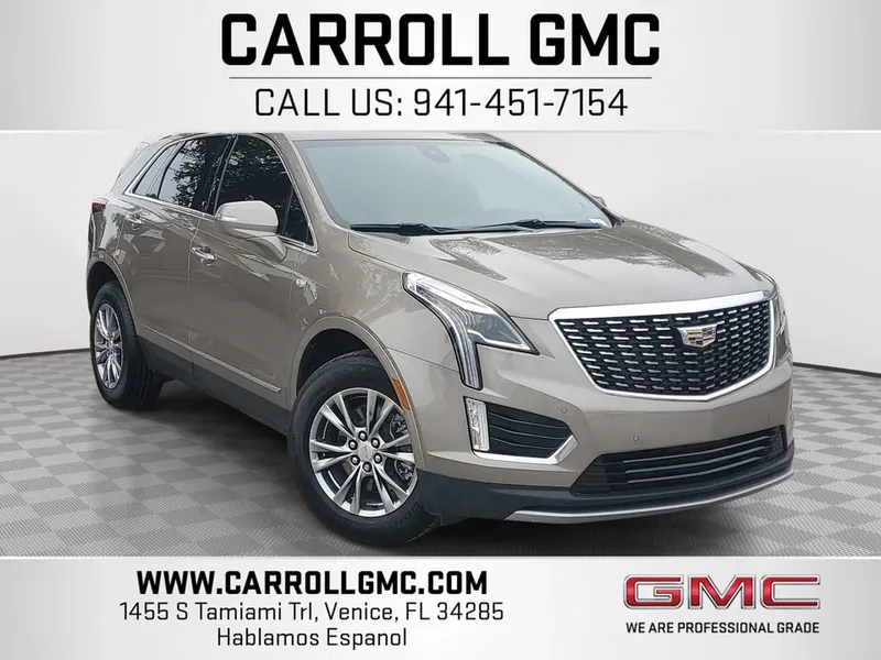 2023 Cadillac XT5 Premium Luxury in Latte Metallic — front three-quarter view