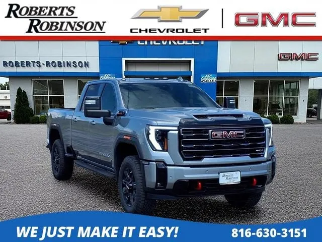 2026 GMC Sierra 2500 HD AT4 in Sterling Metallic — front three-quarter view