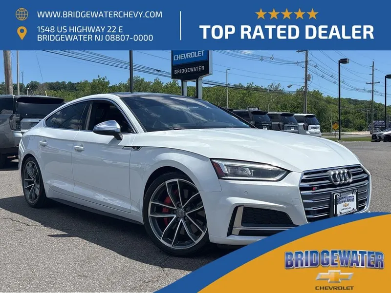 2019 Audi S5 3.0T Premium in White — front three-quarter view